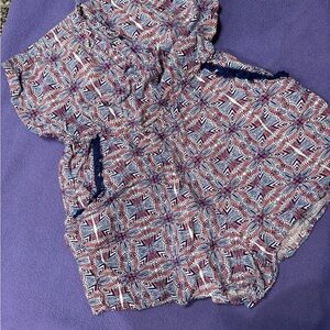 Trixxi Juniors Red and Blue Patterned Romper